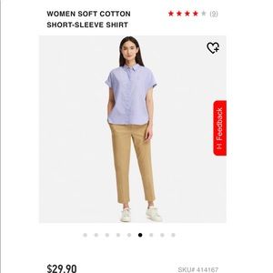 Uniqlo Soft Cotton Button Up Collar Short Sleeve